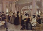 Jean Beraud the Patisserie Gloppe on the Champs-Elysees